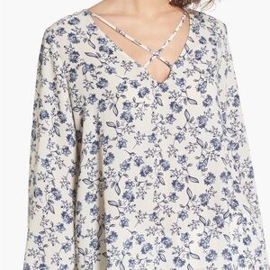 Lush Blue Floral Blouse